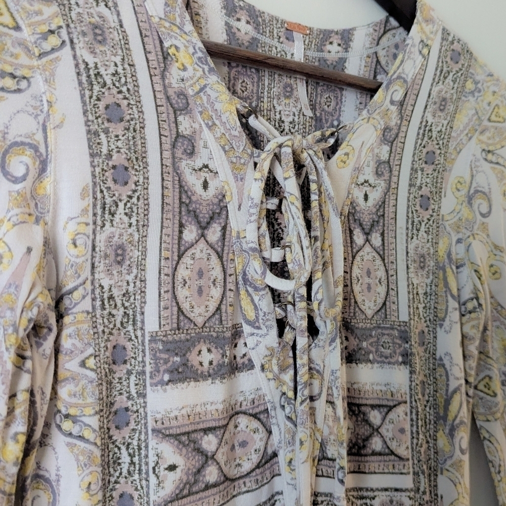 Free People Lace Up Patterned Top - Picture 2 of 4
